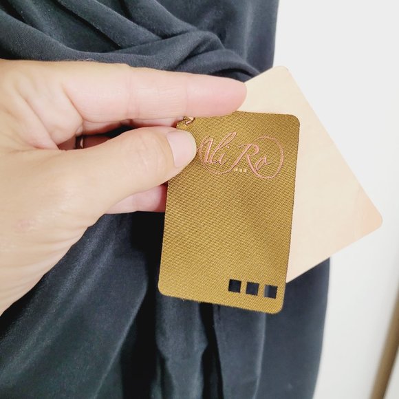 Ali-Ro Cap Sleeve Mini Shift Dress Black Studded Neckline Pockets Womens NWT 2 - Picture 6 of 10